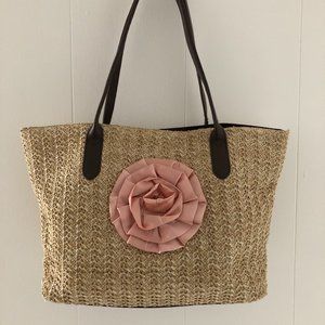 Bracciano woven bag with satin flower